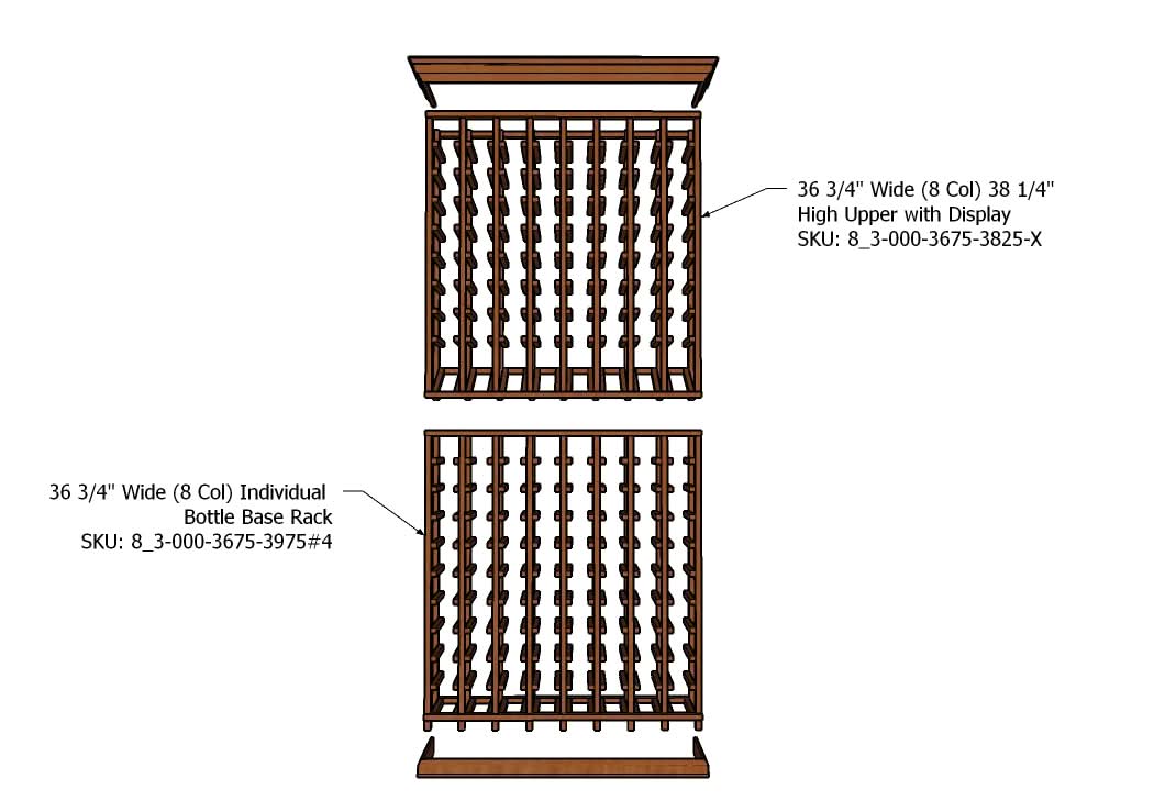Multi Column Wine Racking System Customizable Bottle Storage with Presentation Row Display Holds 152 Bottles