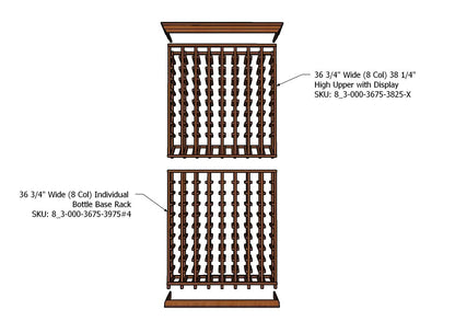 Multi Column Wine Racking System Customizable Bottle Storage with Presentation Row Display Holds 152 Bottles