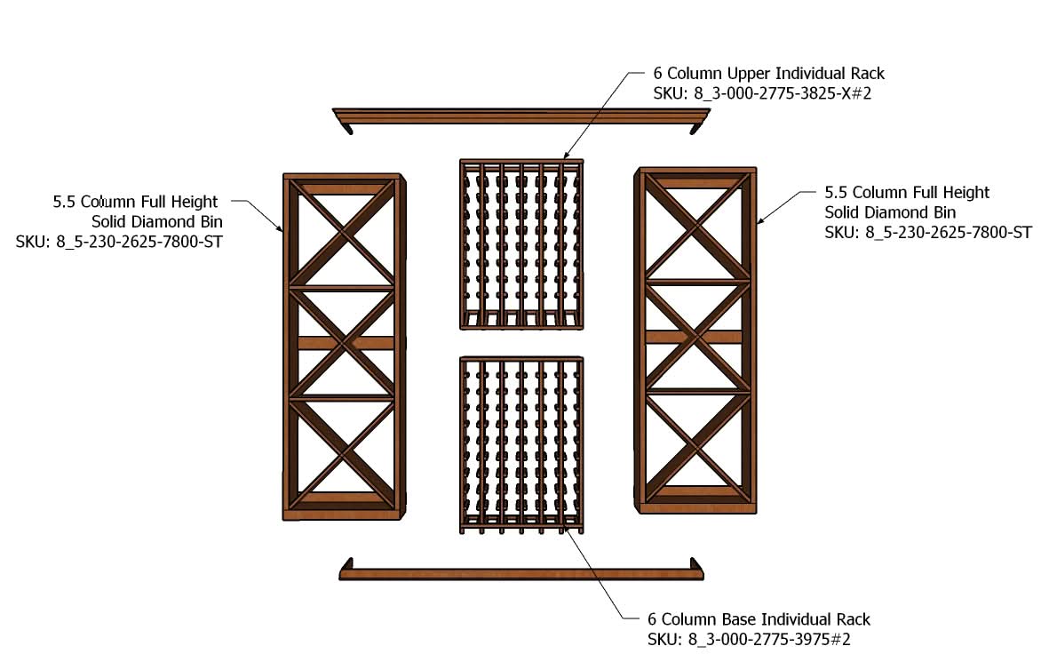 7 Foot Wine Cellar Storage System | 388 Bottle Capacity