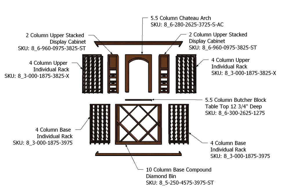 7 Foot Wine Cellar Storage System | 306 Bottle Capacity