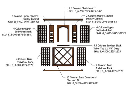 7 Foot Wine Cellar Storage System | 306 Bottle Capacity