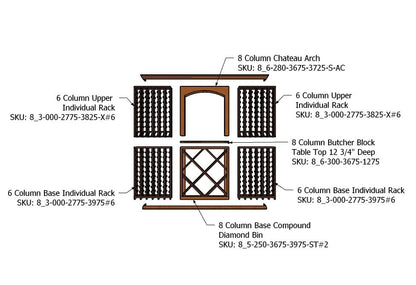 8 Foot Wine Cellar Storage System | 336 Bottle Capacity