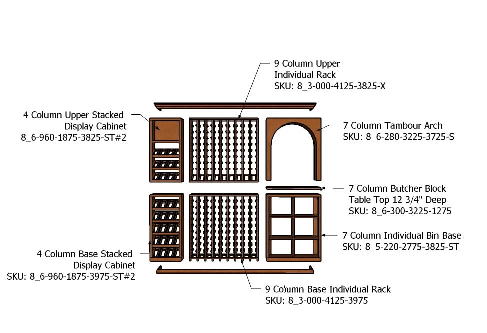 8 Foot Wine Cellar Storage System | 323 Bottle Capacity