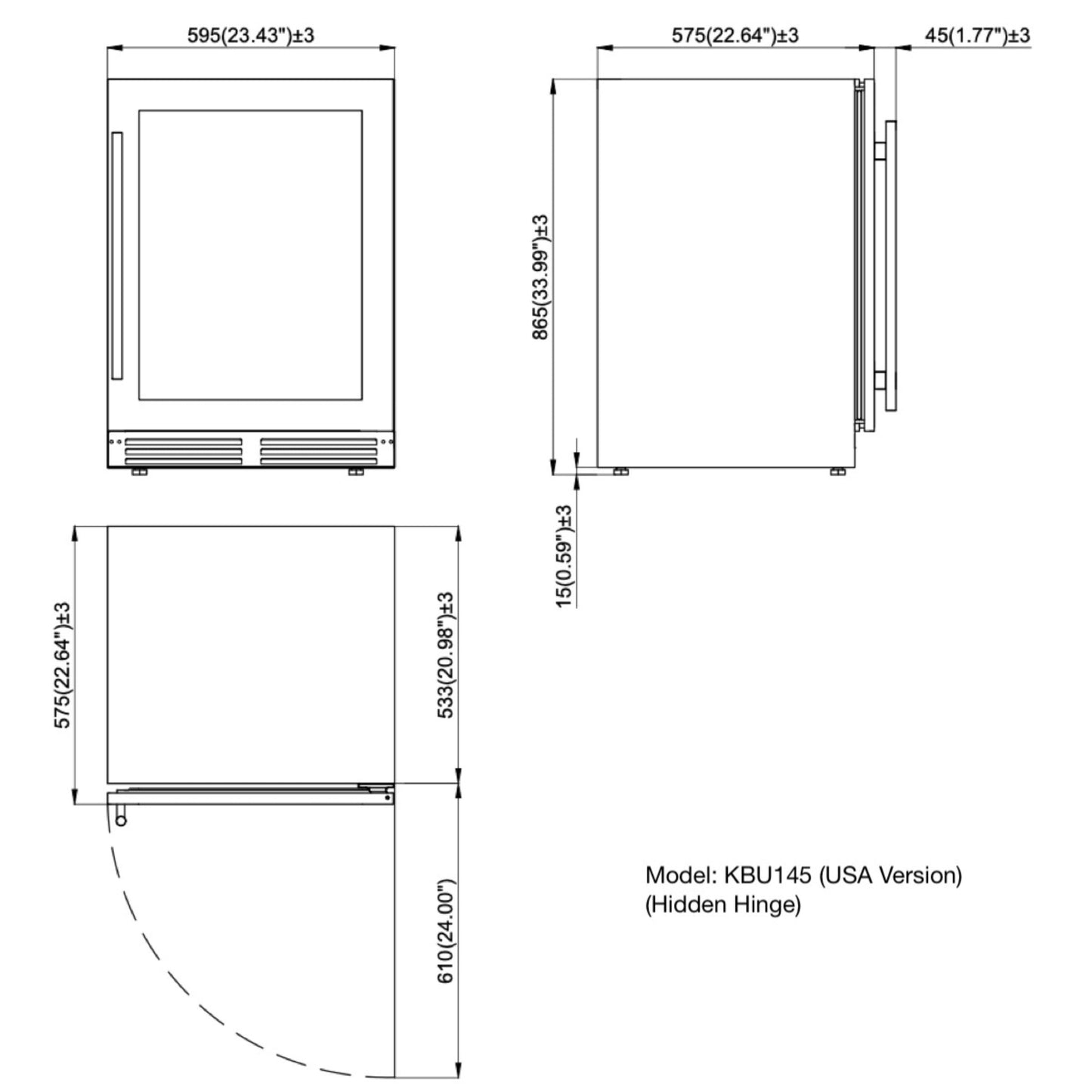 KingsBottle 48" Triple Zone Wine & Beverage Refrigerator – Under Bench Fridge Combo