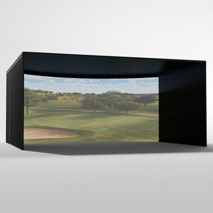 Carls Place Curved Golf Simulator Enclosure Kit with Impact Screen & Pipe Framing Kit