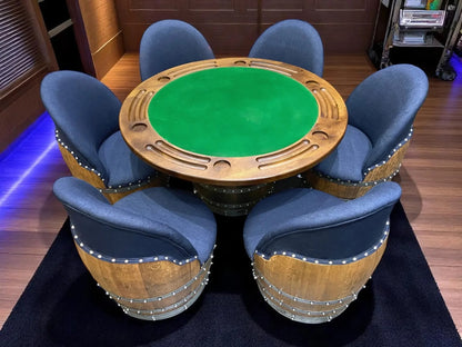 Wine Barrel Poker Set with Game Table & Barrel Chair