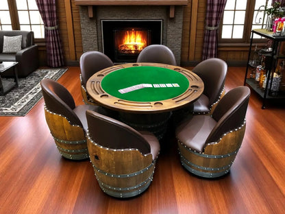 Wine Barrel Poker Set with Game Table & Barrel Chair
