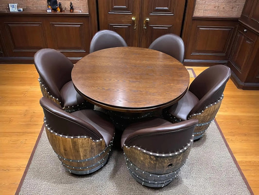 Wine Barrel Poker Set with Game Table & Barrel Chair