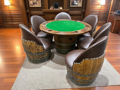 Wine Barrel Poker Set with Game Table & Barrel Chair