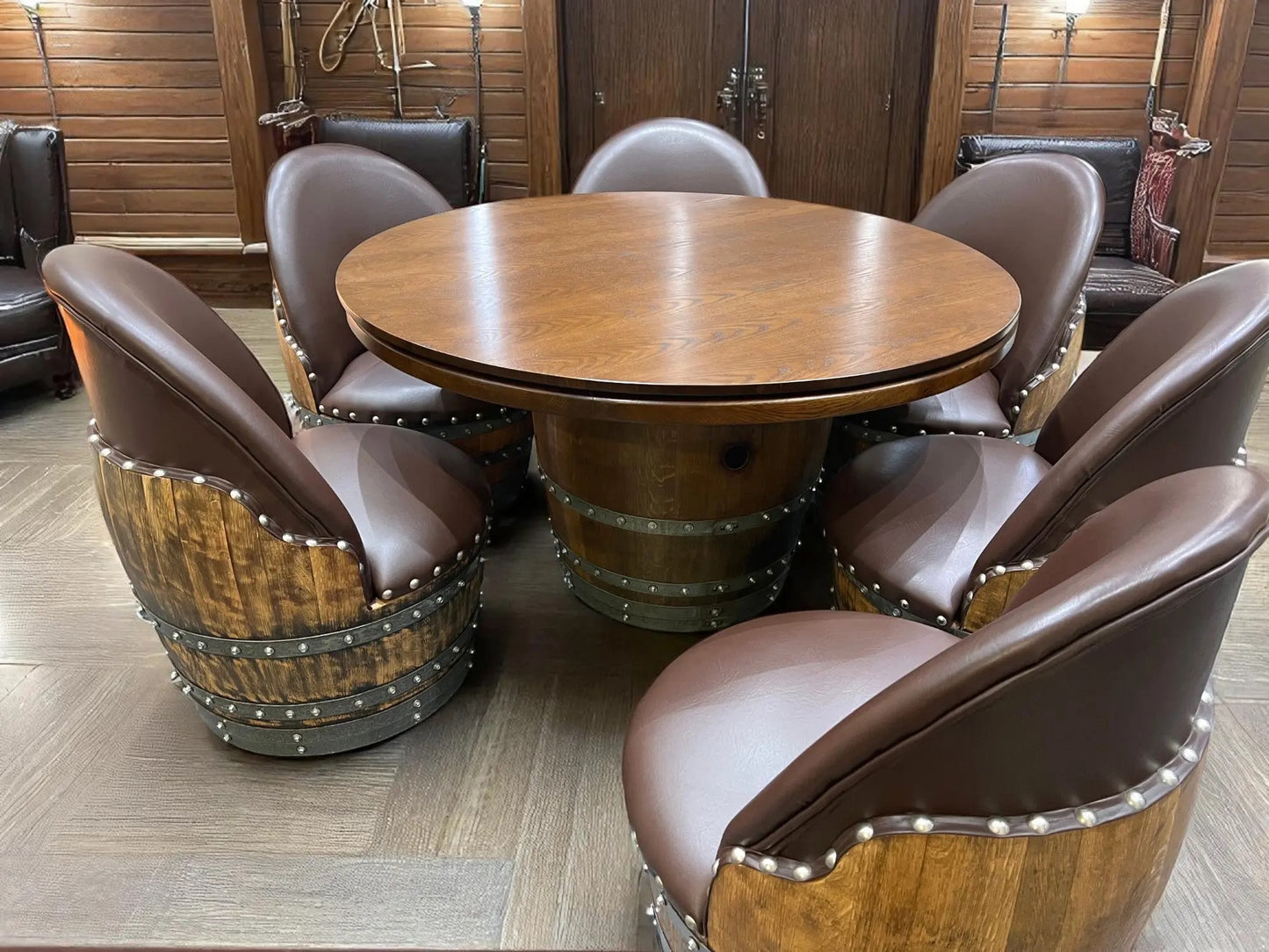 Wine Barrel Poker Set with Game Table & Barrel Chair