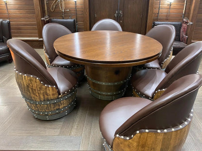 Wine Barrel Poker Set with Game Table & Barrel Chair