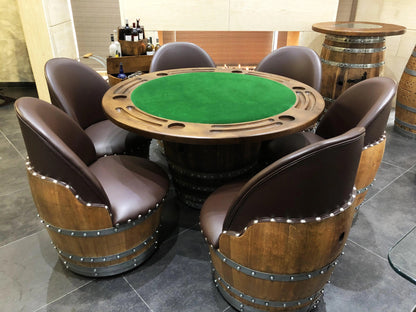 Wine Barrel Poker Set with Game Table & Barrel Chair