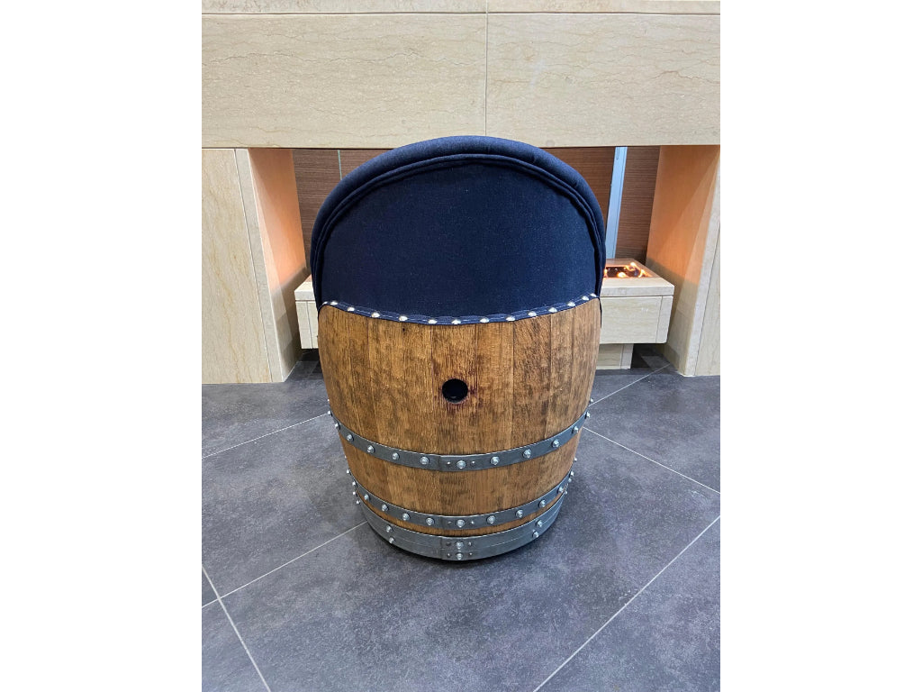 Dark Navy Blue Wine Barrel Poker Set with Game Table & Barrel Chair