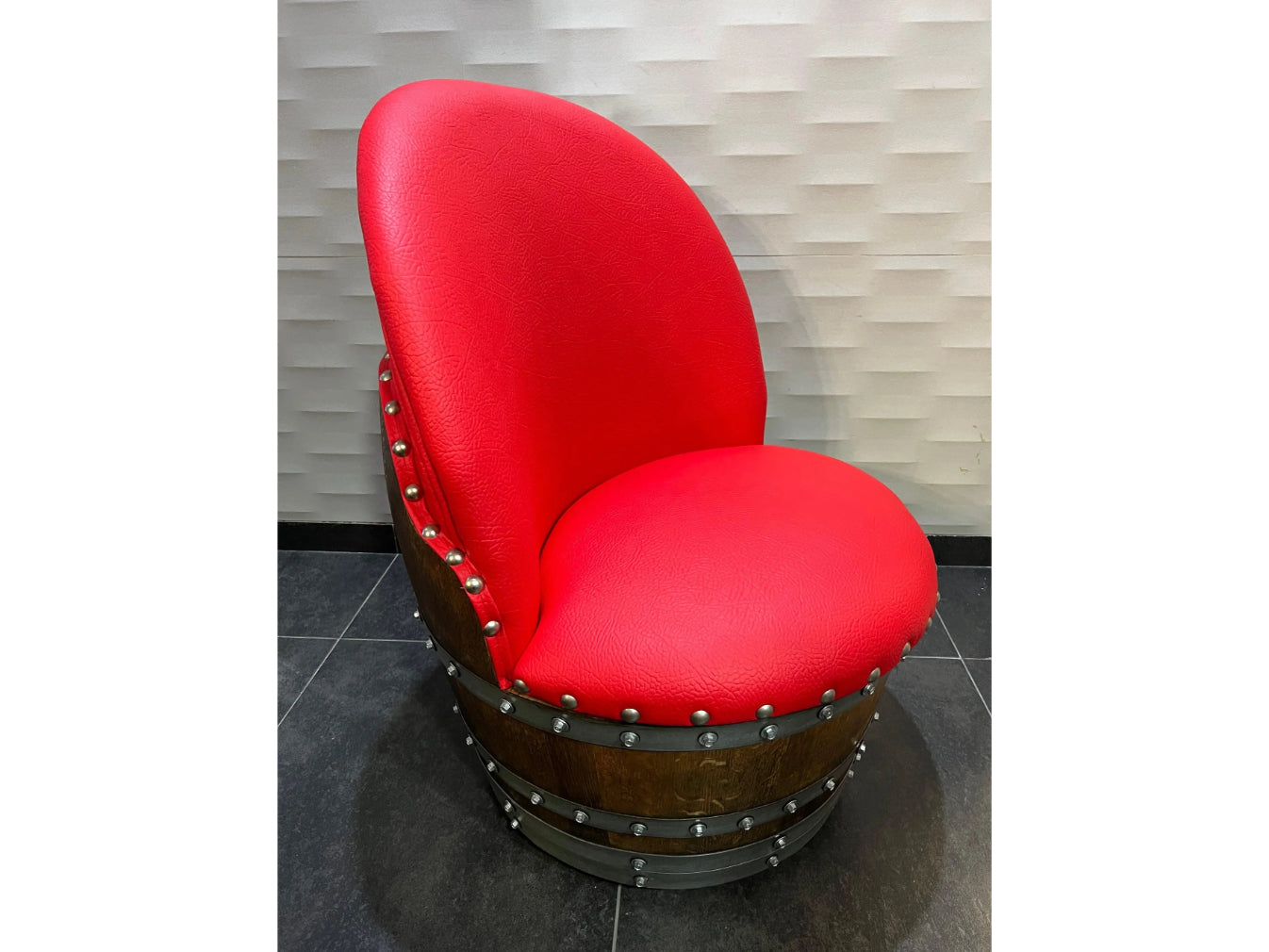 Rustic Whiskey Barrel Furniture Set - Dark Oak Coffee Table