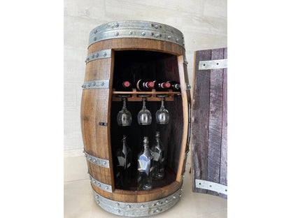 Whiskey & Wine Barrel Bar Set with Wine Rack