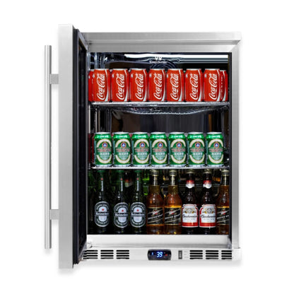24" Outdoor Beverage Refrigerator – Stainless Steel Built-In Drink Fridge with Solid Door