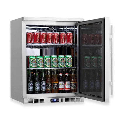24" Outdoor Beverage Refrigerator – Stainless Steel Built-In Drink Fridge with Solid Door
