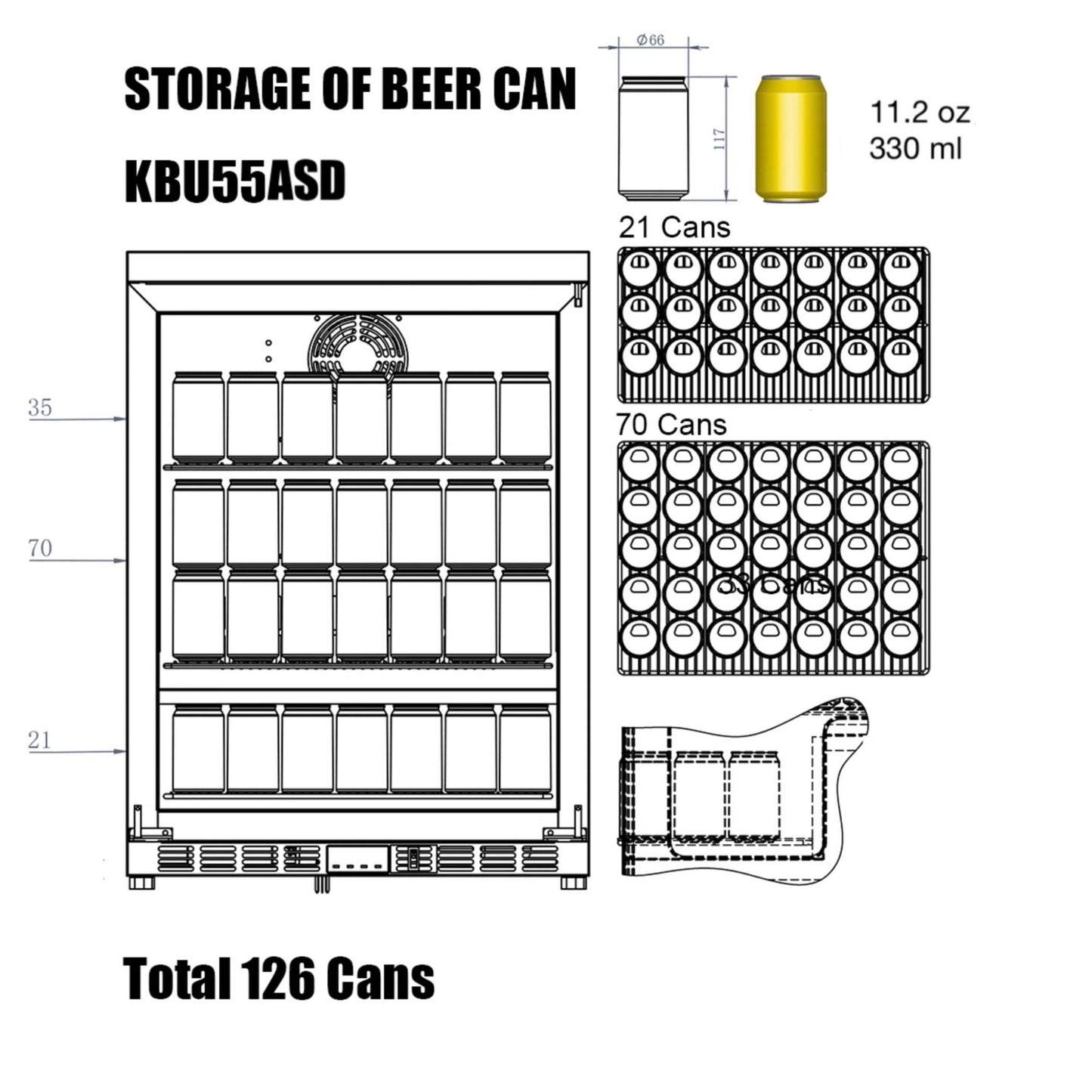 24" Outdoor Beverage Refrigerator – Stainless Steel Built-In Drink Fridge with Solid Door