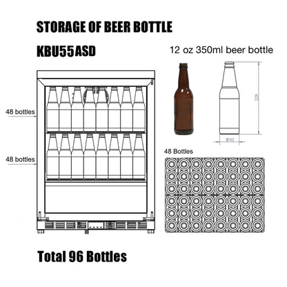 24" Outdoor Beverage Refrigerator – Stainless Steel Built-In Drink Fridge with Solid Door
