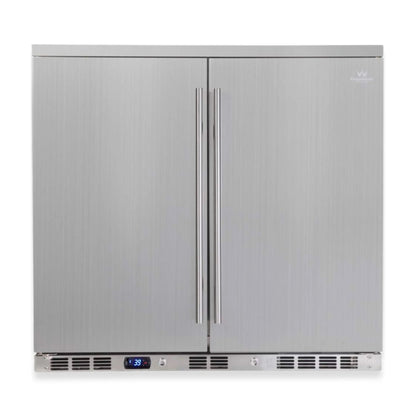 KingsBottle 36" Outdoor Beverage Refrigerator – 2 Door Built-In Stainless Steel Patio Fridge