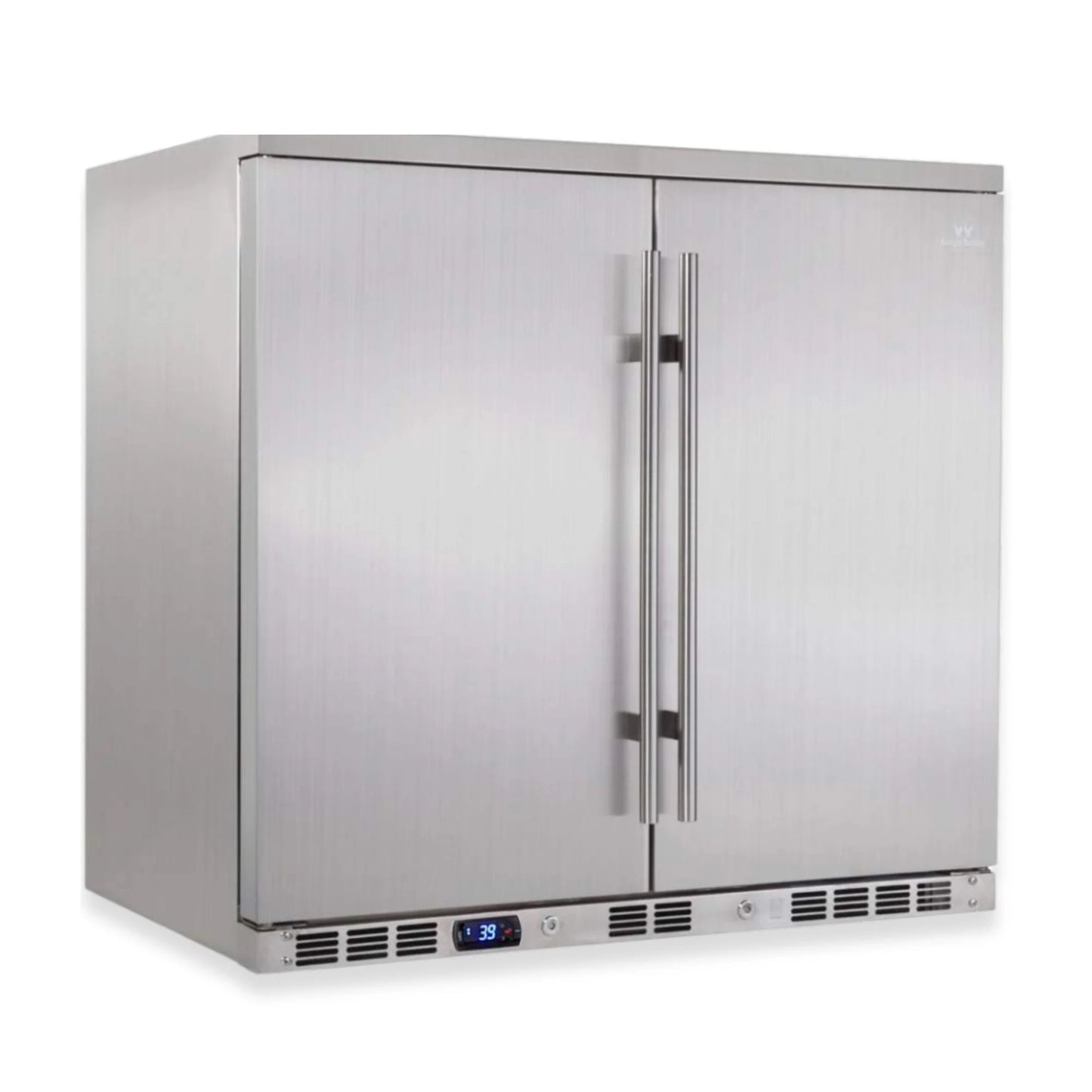 KingsBottle 36" Outdoor Beverage Refrigerator – 2 Door Built-In Stainless Steel Patio Fridge