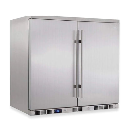 KingsBottle 36" Outdoor Beverage Refrigerator – 2 Door Built-In Stainless Steel Patio Fridge