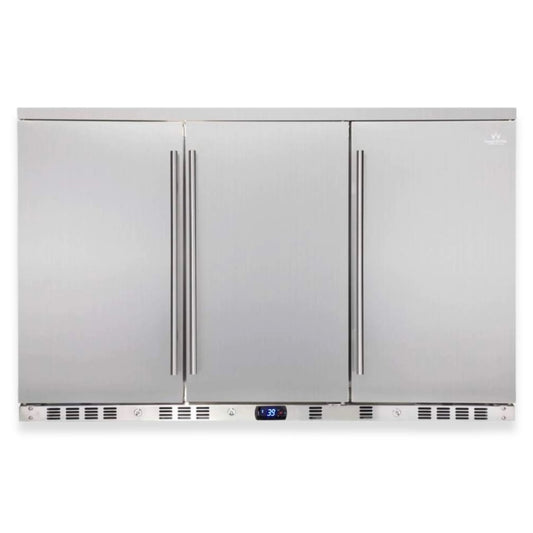 KingsBottle 53" Outdoor Beverage Refrigerator – 3 Door Built-In Stainless Steel Drink Fridge
