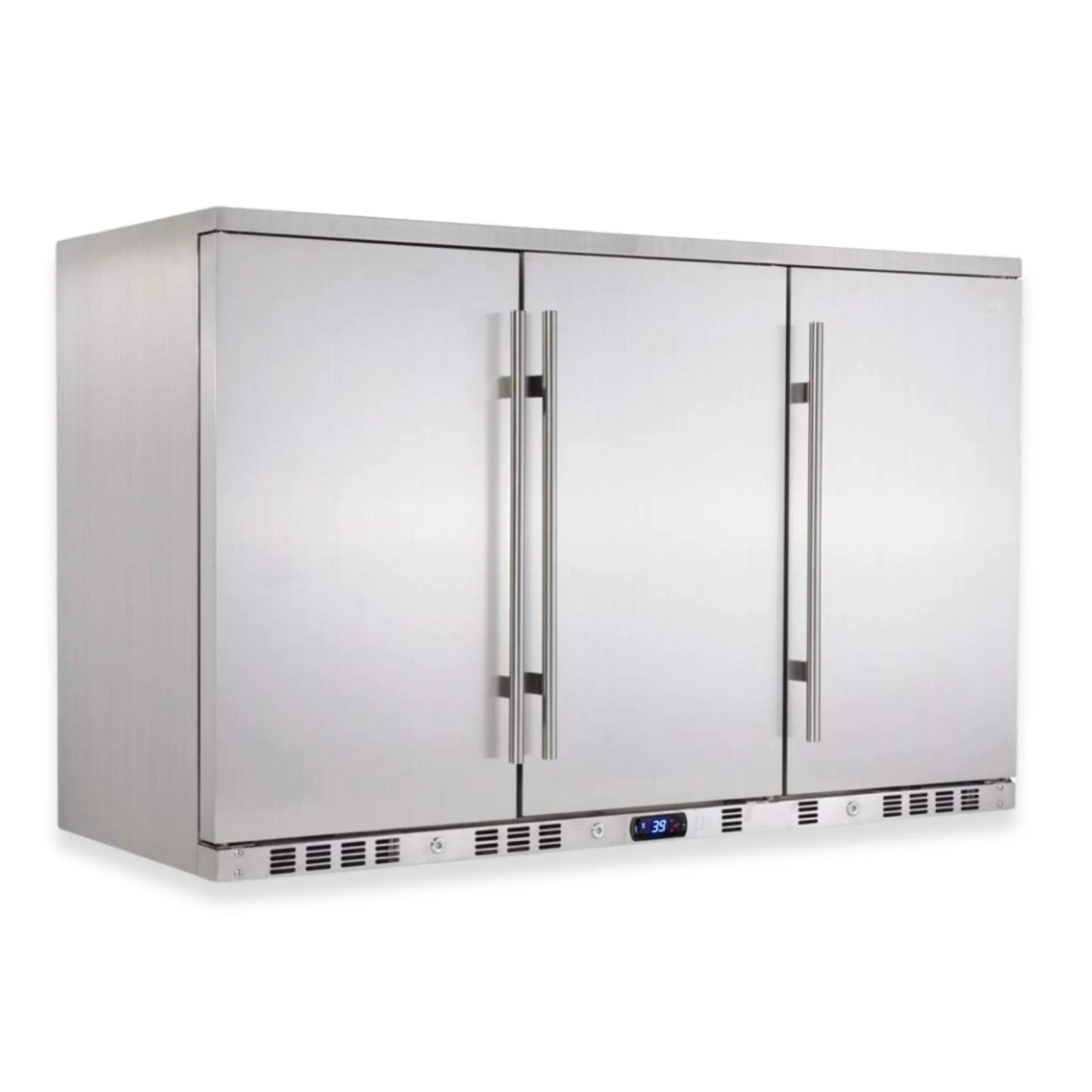 KingsBottle 53" Outdoor Beverage Refrigerator – 3 Door Built-In Stainless Steel Drink Fridge
