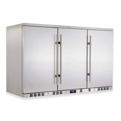 KingsBottle 53" Outdoor Beverage Refrigerator – 3 Door Built-In Stainless Steel Drink Fridge