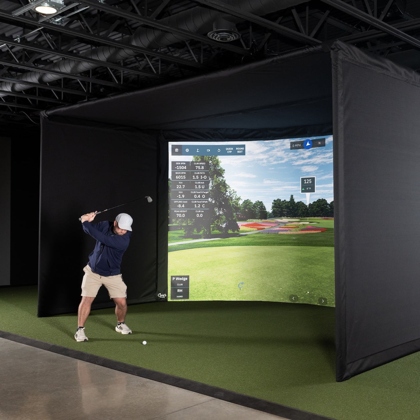 Carls Place Curved Golf Simulator Enclosure Kit with Impact Screen & Pipe Framing Kit