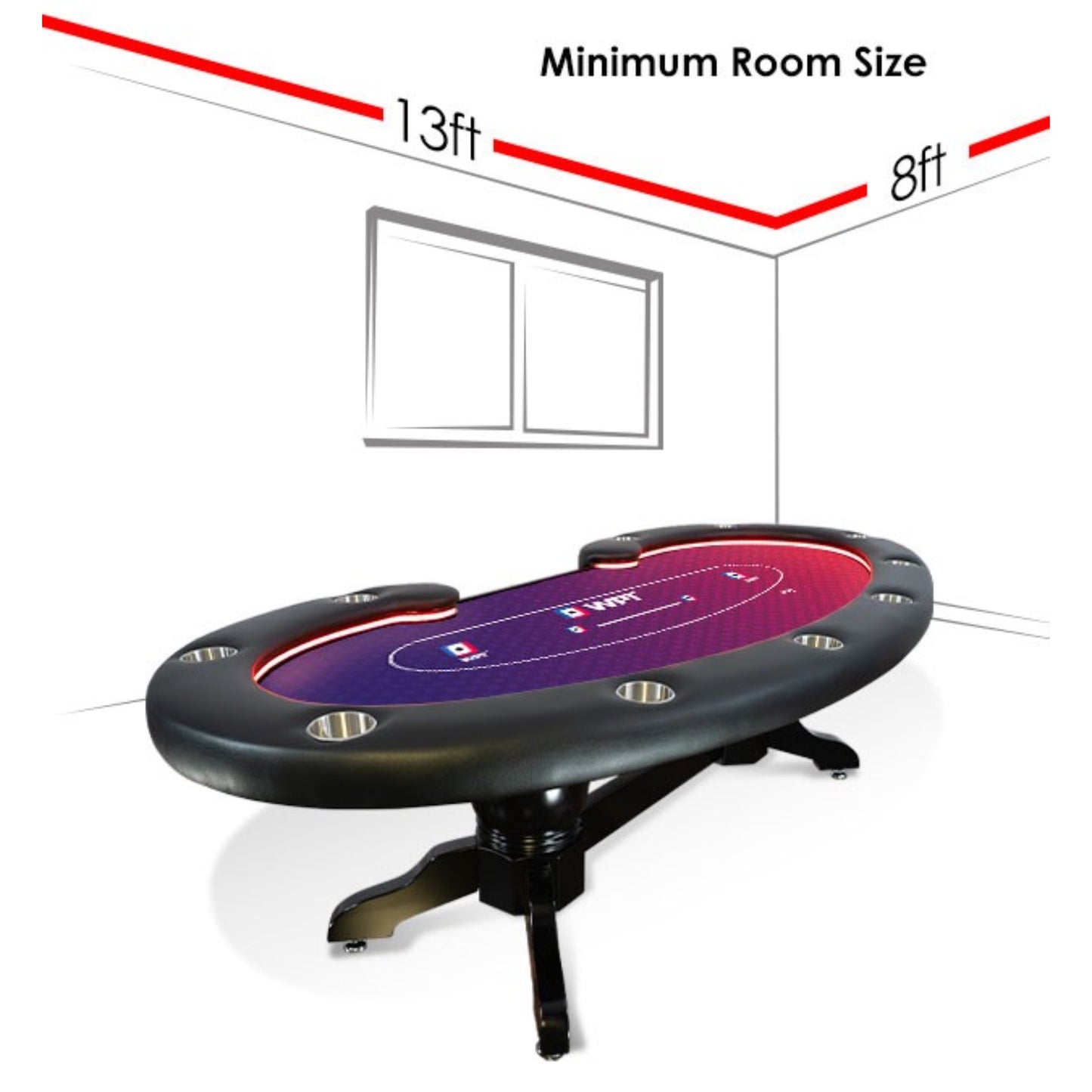 WPT x BBO Lumen HD LED Purple Red Cards Poker Table  – Official WPT Table