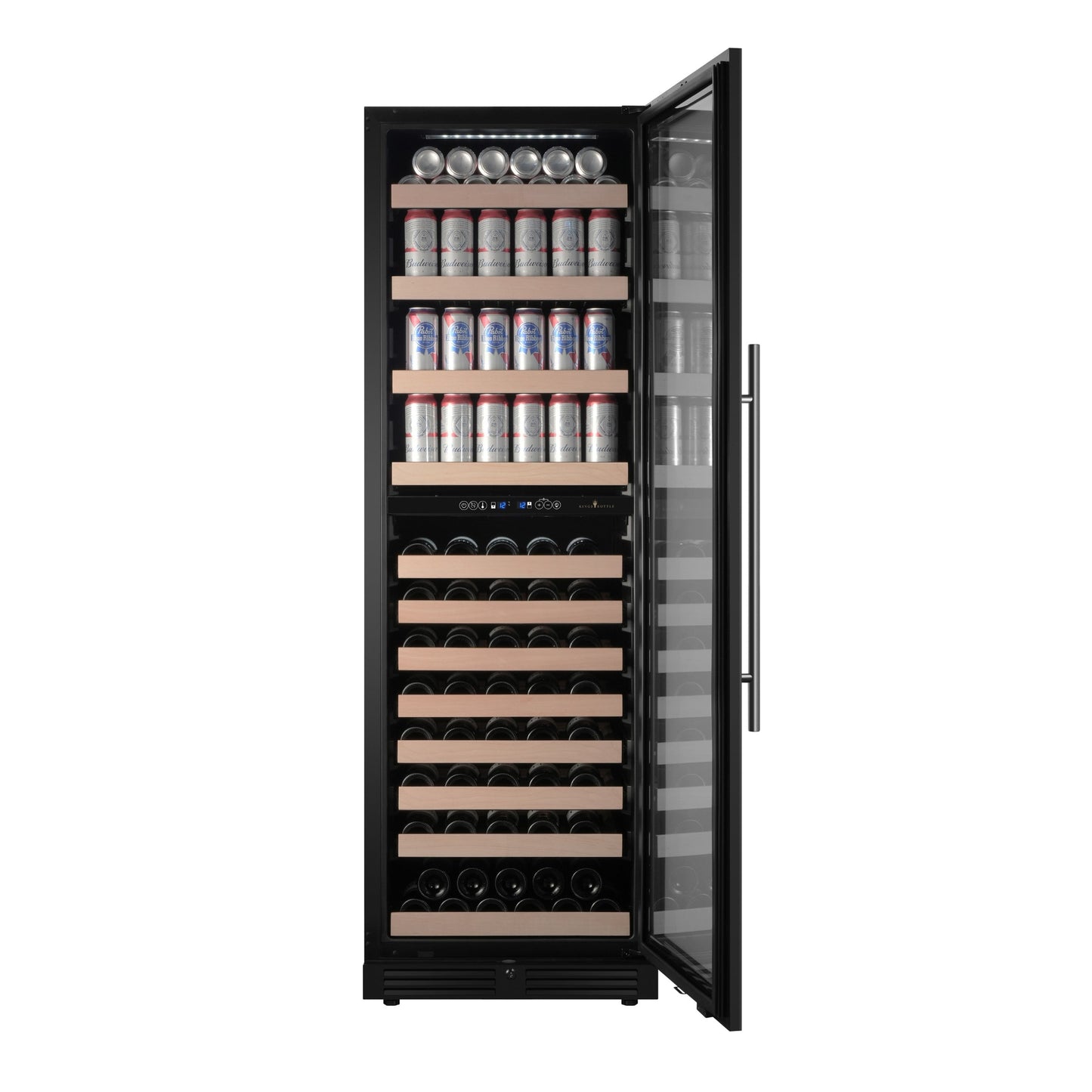 KingsBottle 71" Dual Zone Wine & Beverage Refrigerator – 15CF Upright Wine & Drink Center