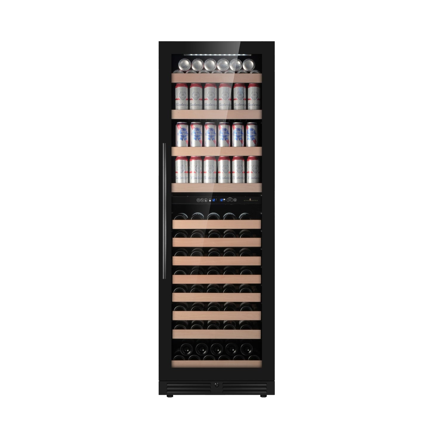 KingsBottle 71" Dual Zone Wine & Beverage Refrigerator – 15CF Upright Wine & Drink Center