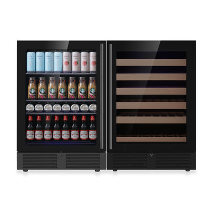 KingsBottle Ultimate Under Bench Wine & Beverage Refrigerator – 46 Bottle & 161 Can Cooler with Low-E Glass Door
