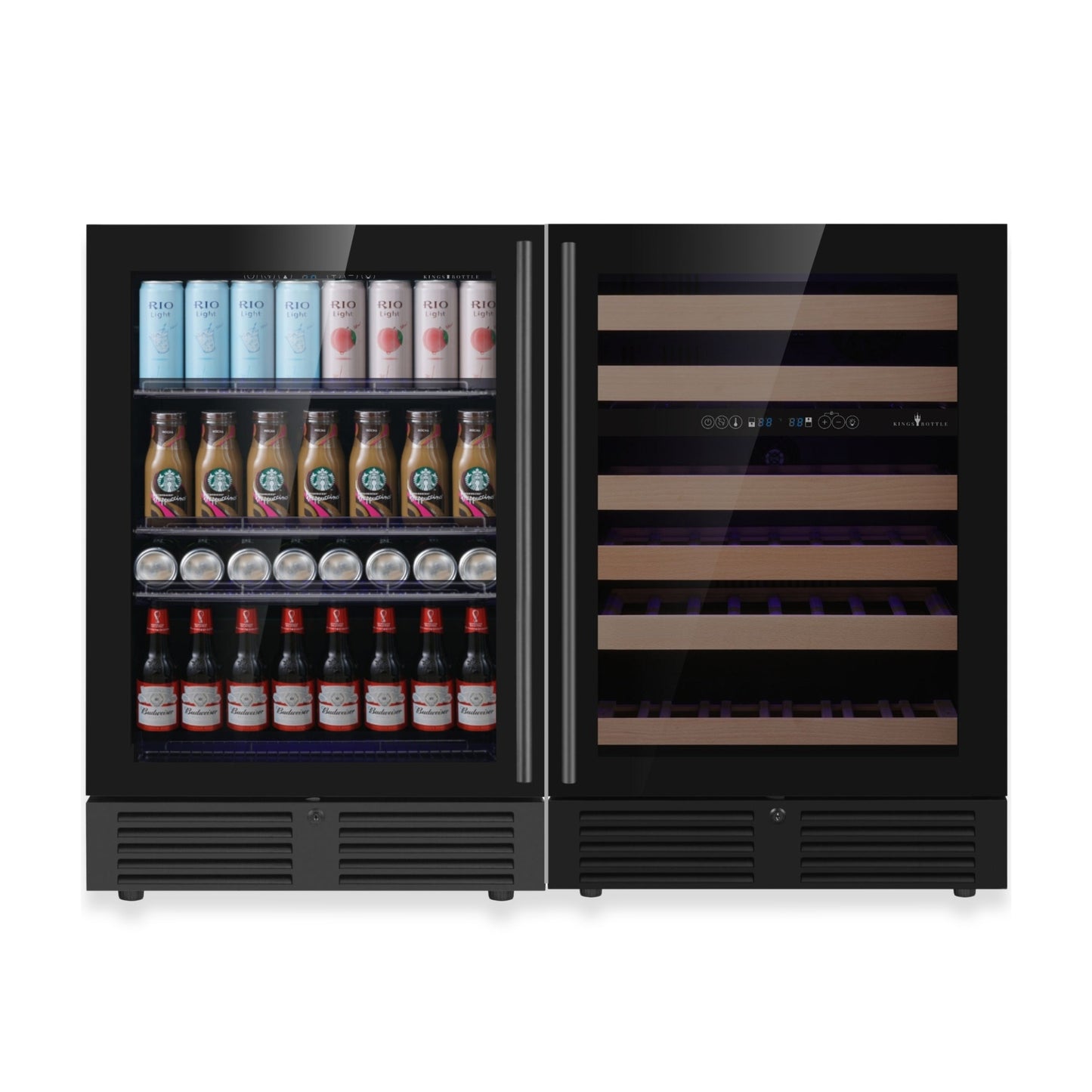 KingsBottle 48" Triple Zone Wine & Beverage Refrigerator – Under Bench Fridge Combo