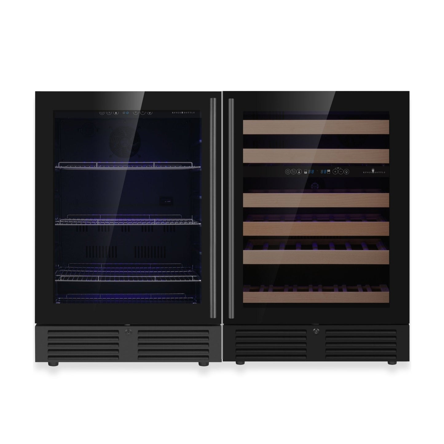 KingsBottle 48" Triple Zone Wine & Beverage Refrigerator – Under Bench Fridge Combo