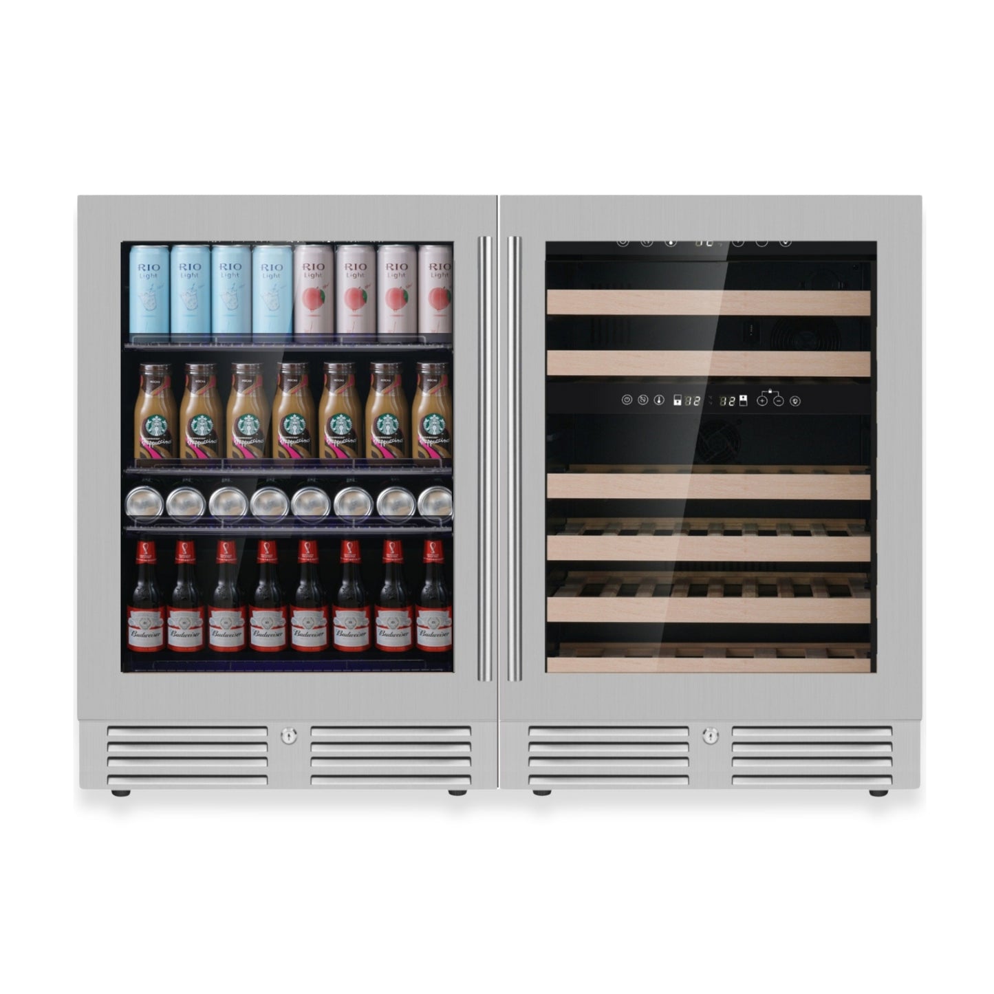 KingsBottle 48" Triple Zone Wine & Beverage Refrigerator – Under Bench Fridge Combo
