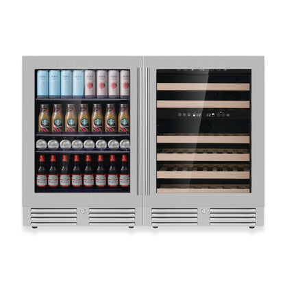 KingsBottle 48" Triple Zone Wine & Beverage Refrigerator – Under Bench Fridge Combo