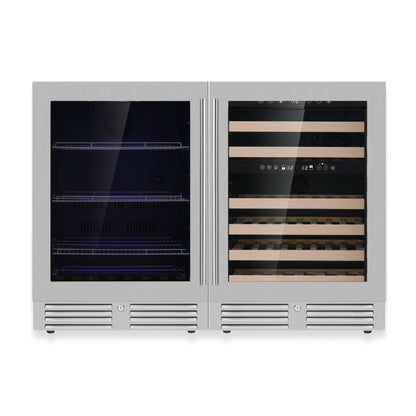 KingsBottle 48" Triple Zone Wine & Beverage Refrigerator – Under Bench Fridge Combo