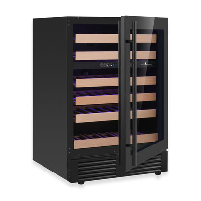 KingsBottle 24" Dual Zone Wine Refrigerator – Built-In Under-Counter Wine Cooler with Low-E Glass Door