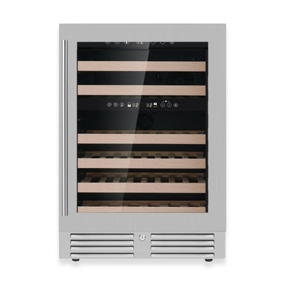 KingsBottle 24" Dual Zone Wine Refrigerator – Built-In Under-Counter Wine Cooler with Low-E Glass Door