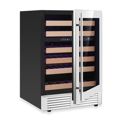 KingsBottle 24" Dual Zone Wine Refrigerator – Built-In Under-Counter Wine Cooler with Low-E Glass Door