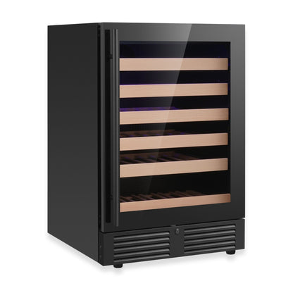 KingsBottle 24" Under-Counter Single Zone Wine Refrigerator – Built-In Wine Cooler with Low-E Glass Door