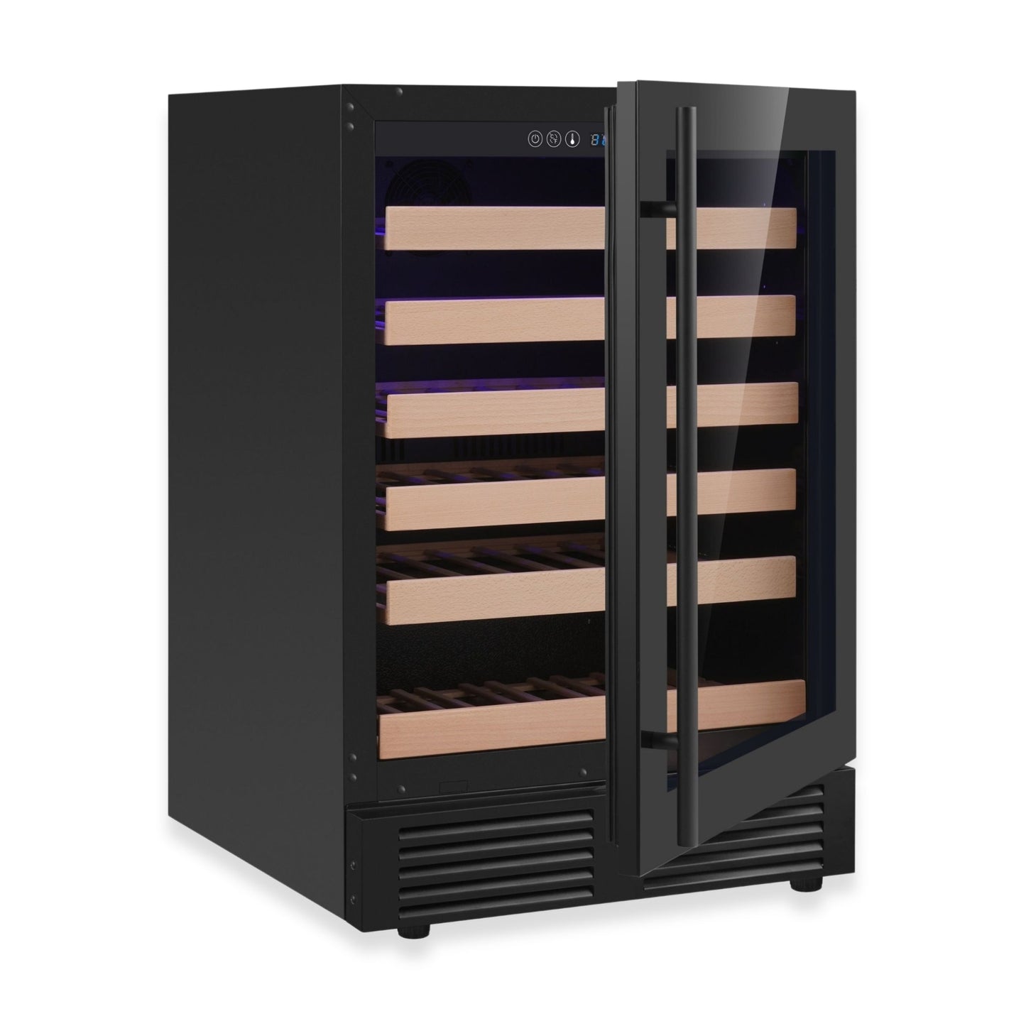 KingsBottle 24" Under-Counter Single Zone Wine Refrigerator – Built-In Wine Cooler with Low-E Glass Door