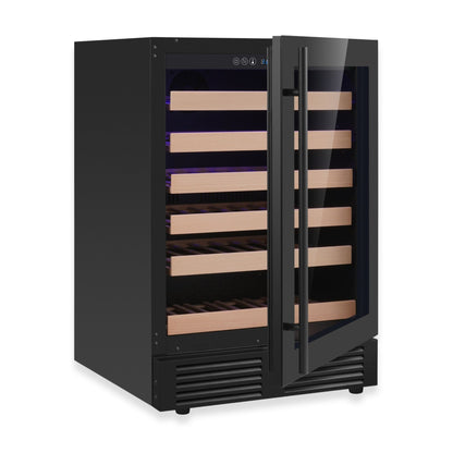 KingsBottle 24" Under-Counter Single Zone Wine Refrigerator – Built-In Wine Cooler with Low-E Glass Door
