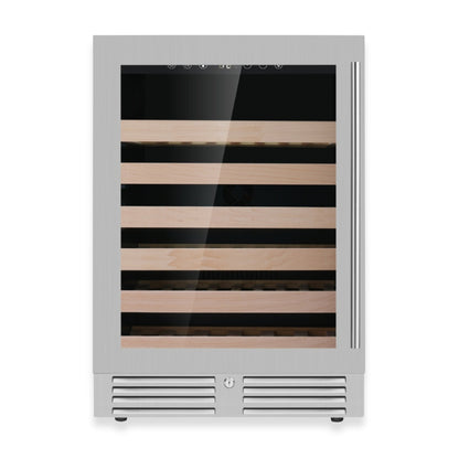 KingsBottle 24" Under-Counter Single Zone Wine Refrigerator – Built-In Wine Cooler with Low-E Glass Door