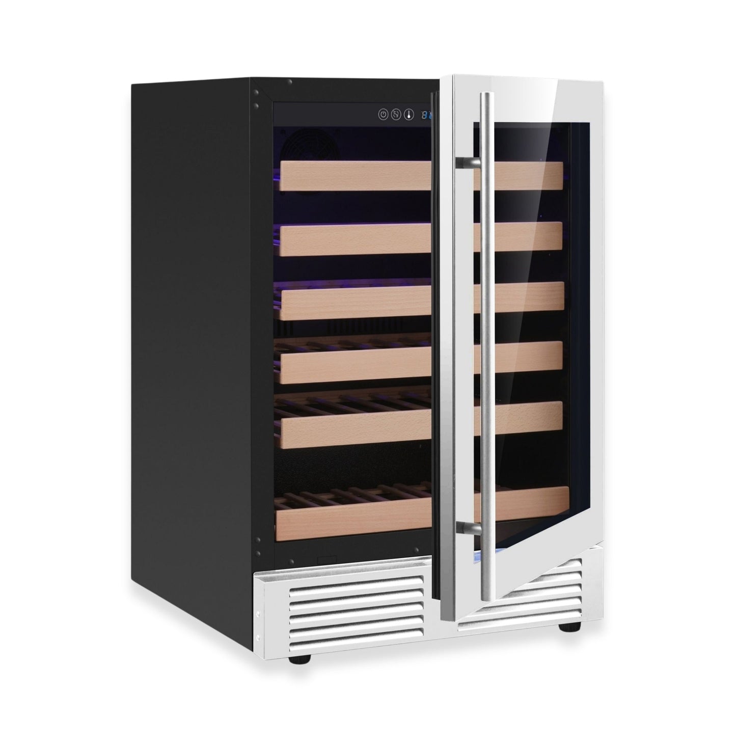 KingsBottle 24" Under-Counter Single Zone Wine Refrigerator – Built-In Wine Cooler with Low-E Glass Door