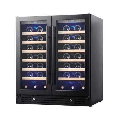 KingsBottle 30" Dual Zone Wine Refrigerator – 66 Bottle Wine Cooler with Low-E Glass Door