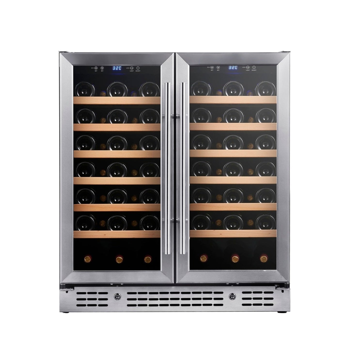 KingsBottle 30" Dual Zone Wine Refrigerator – 66 Bottle Wine Cooler with Low-E Glass Door