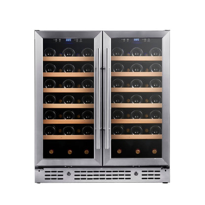 KingsBottle 30" Dual Zone Wine Refrigerator – 66 Bottle Wine Cooler with Low-E Glass Door